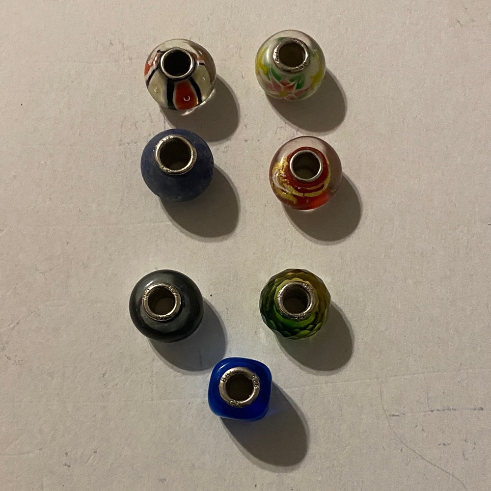Colorful Glass Beads Set in sterling silver 925